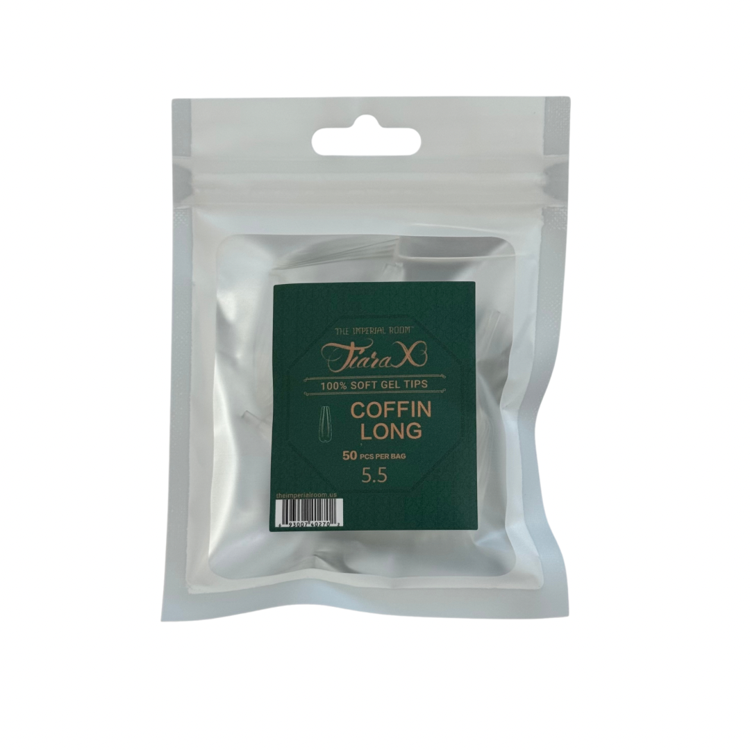 TiaraX | Gel Tips Single Size Bags (White Bag) - Coffin Long