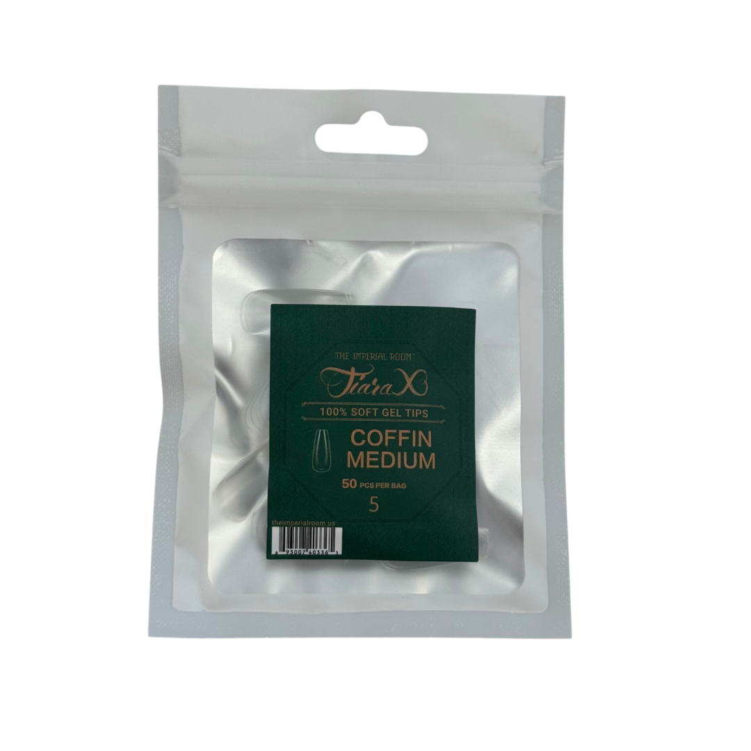 TiaraX | Gel Tips Single Size Bags (White Bag) - Coffin Medium