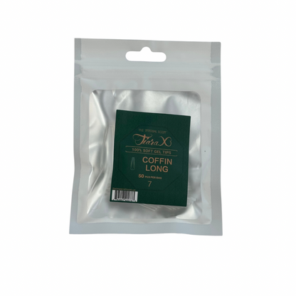 TiaraX | Gel Tips Single Size Bags (White Bag) - Coffin Long