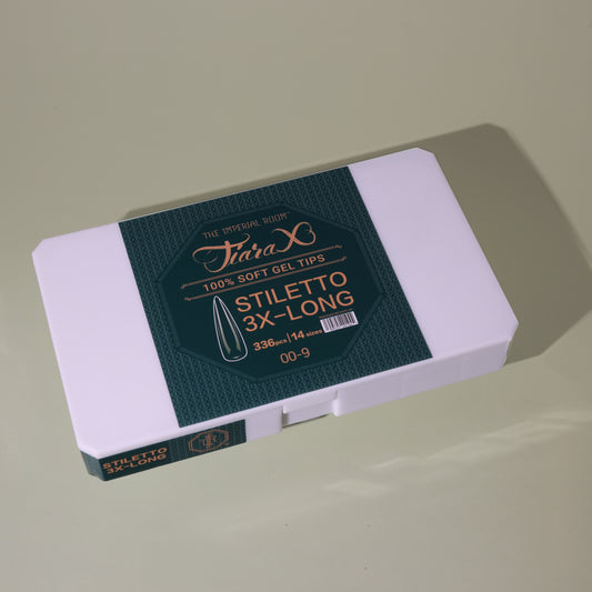 TiaraX | Clear Gel Tips (White Box) - Stiletto 3X Long
