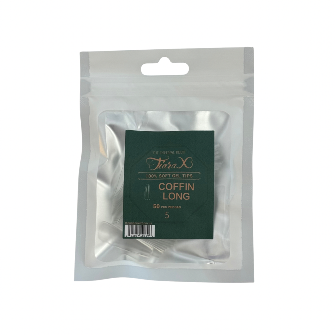 TiaraX | Gel Tips Single Size Bags (White Bag) - Coffin Long