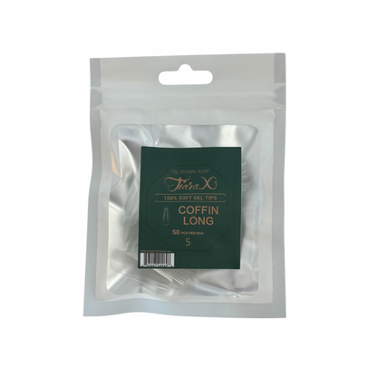 TiaraX | Gel Tips Single Size Bags (White Bag) - Coffin Long
