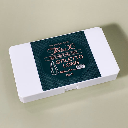 TiaraX | Clear Gel Tips (White Box) - Stiletto Long