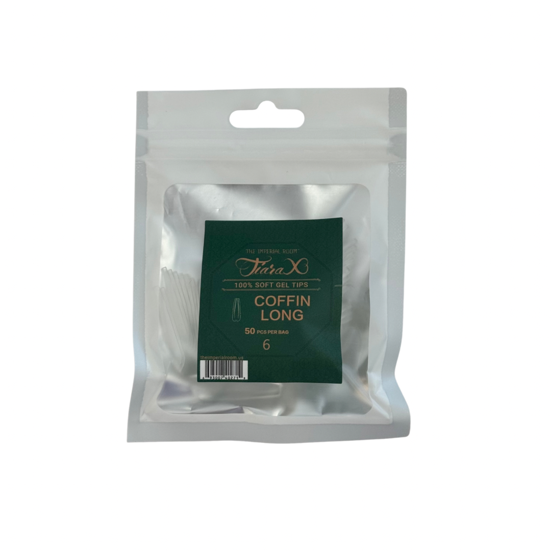 TiaraX | Gel Tips Single Size Bags (White Bag) - Coffin Long