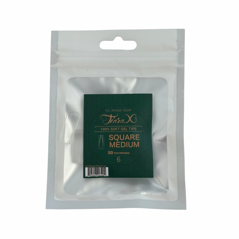 TiaraX Gel Tips Single Size Bags (White Bag) - Square Medium