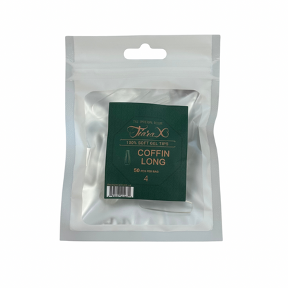 TiaraX | Gel Tips Single Size Bags (White Bag) - Coffin Long