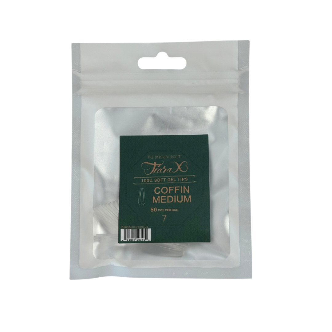 TiaraX | Gel Tips Single Size Bags (White Bag) - Coffin Medium