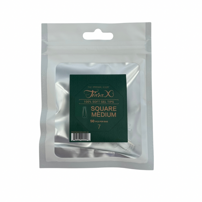 TiaraX Gel Tips Single Size Bags (White Bag) - Square Medium