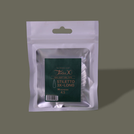 TiaraX | Gel Tips Single Size Bags (White Bag) - Stiletto 3X Long
