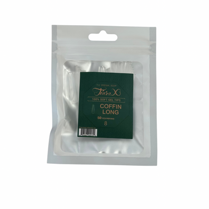 TiaraX | Gel Tips Single Size Bags (White Bag) - Coffin Long