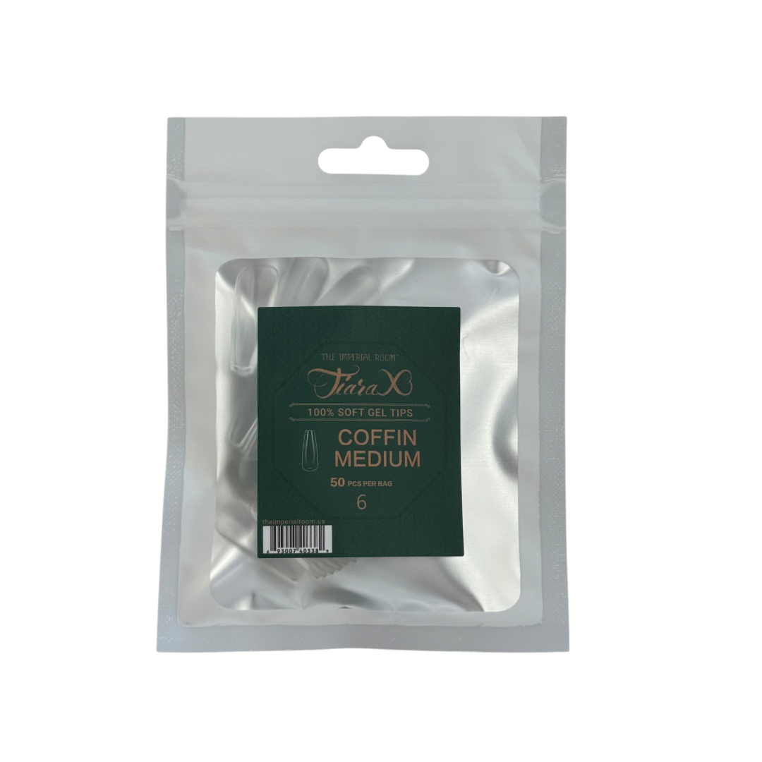 TiaraX | Gel Tips Single Size Bags (White Bag) - Coffin Medium