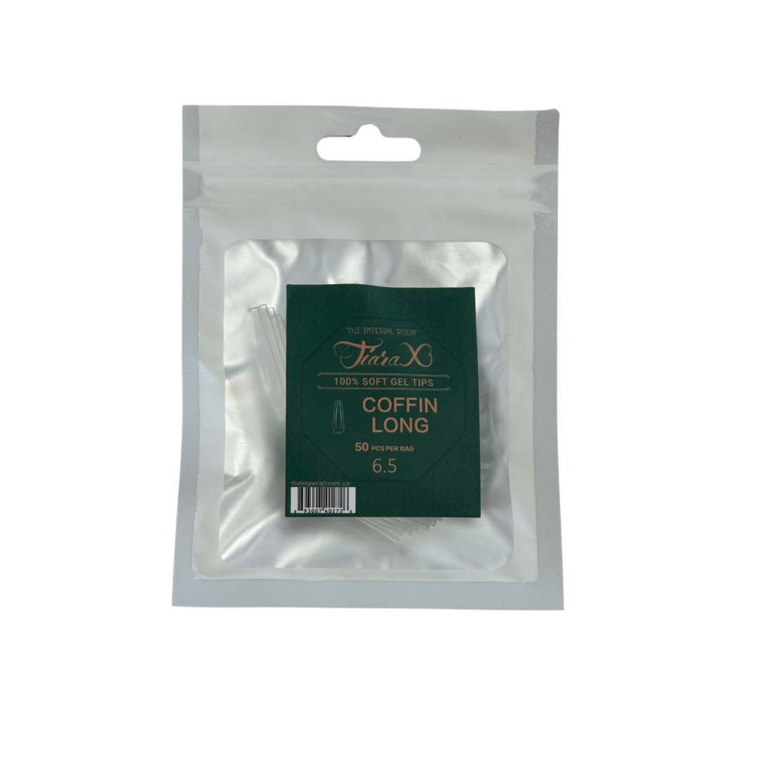TiaraX | Gel Tips Single Size Bags (White Bag) - Coffin Long