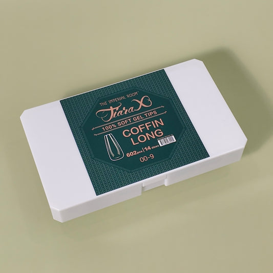 TiaraX | Clear Gel Tips (White Box) - Coffin Long
