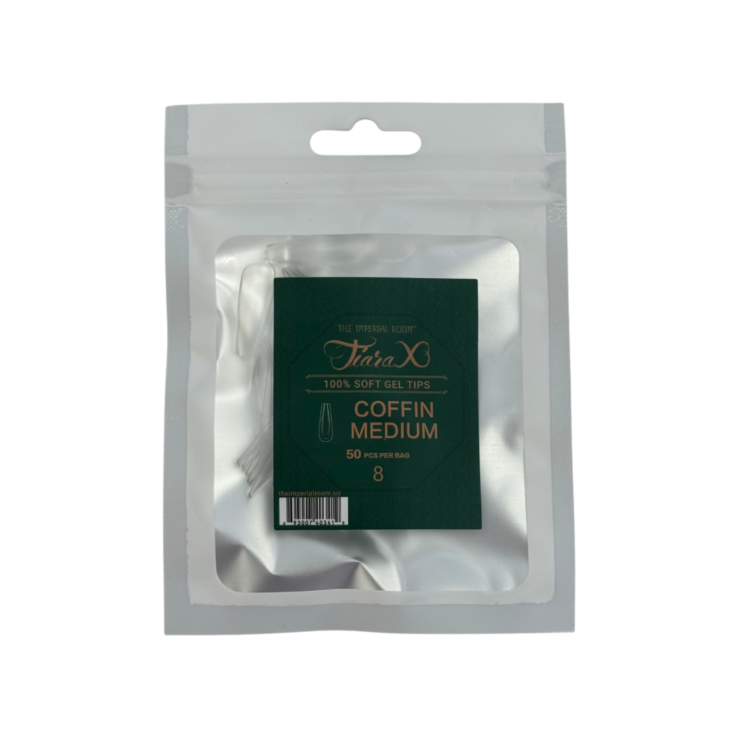 TiaraX | Gel Tips Single Size Bags (White Bag) - Coffin Medium