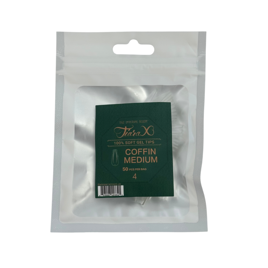 TiaraX | Gel Tips Single Size Bags (White Bag) - Coffin Medium