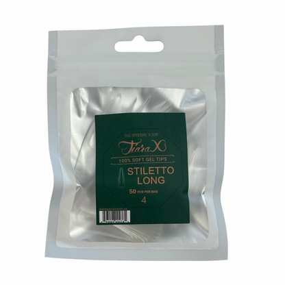 TiaraX | Gel Tips Single Size Bags (White Bag) - Stiletto Long