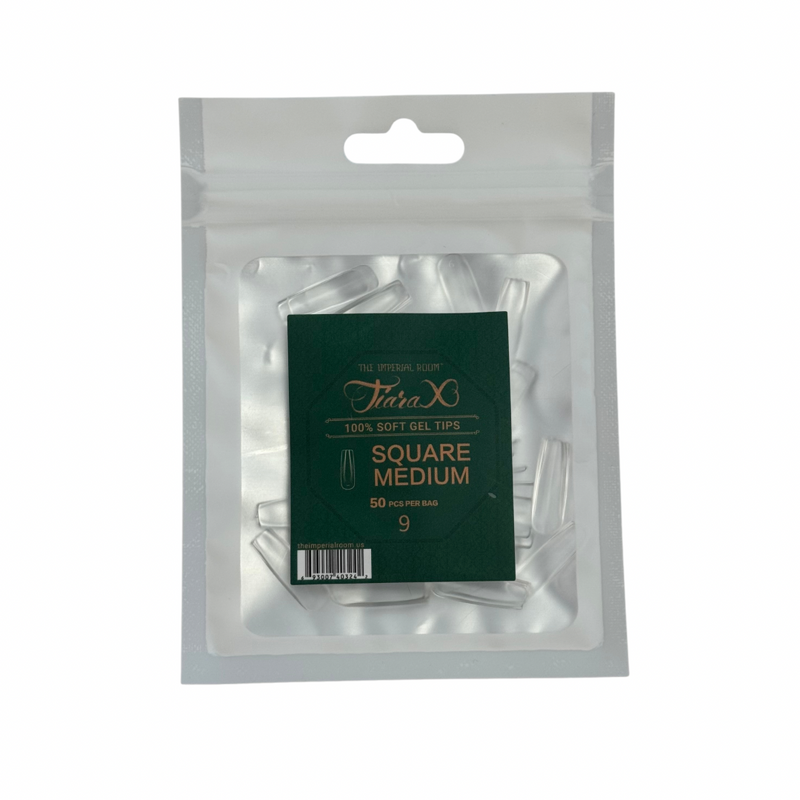 TiaraX Gel Tips Single Size Bags (White Bag) - Square Medium